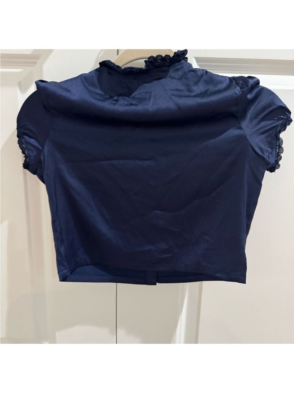 Katie J NYC Navy Satin Blouse - Picture 3 of 4